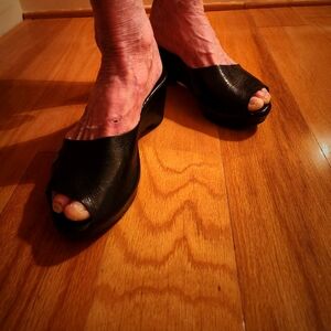 Roberto Del Carlo Black Leather Slides size 37(6.5)